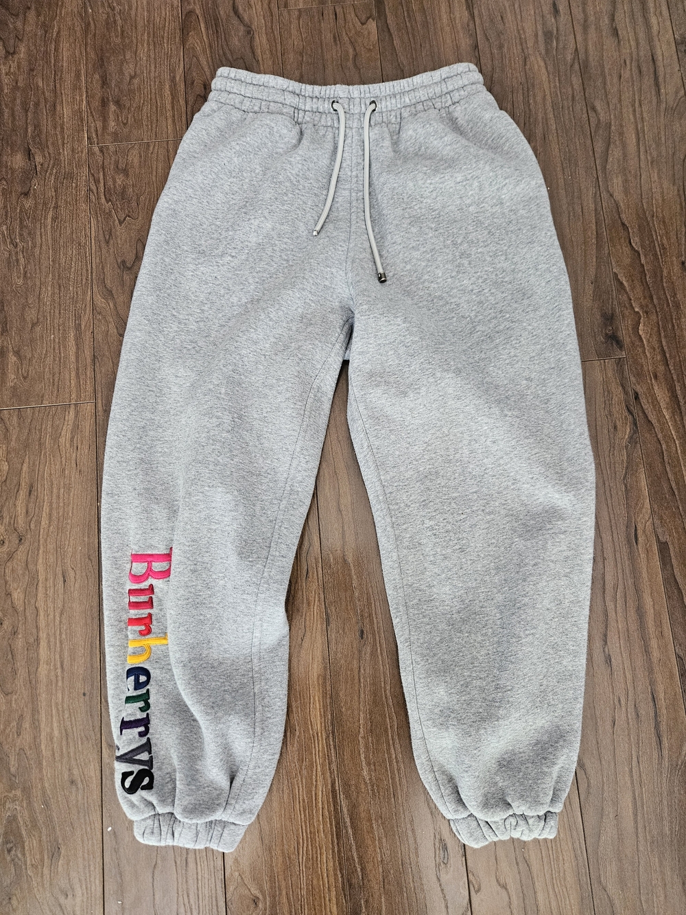 Burberry Gray Sweatpants with Rainbow Logo Script Extra Small